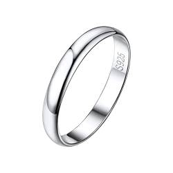 Bandmax 3mm Glatter Bandring in Größe 64 Silber 925 Herrenring Partnerring Verlobungsring Ehering Hochzeit Schmuck Accessoire für Männer von Bandmax