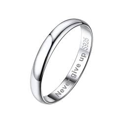 Bandmax 925 Silber Personalisierter Ring 3mm Glatter Bandring für Damen Minimalist Verlobungsring Trauring Partnerring Ehering Schmuck Accessoire für Hochzeit Größe 52 von Bandmax