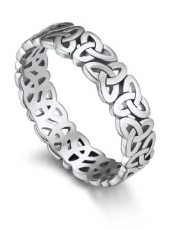 Bandmax Eheringe Silber Ring Damen Silber Keltischer Knoten Ring Größe 52mm Bandring 5mm breit Wickelring Freundschaftsringe Modeschmuck für Ehefrau von Bandmax