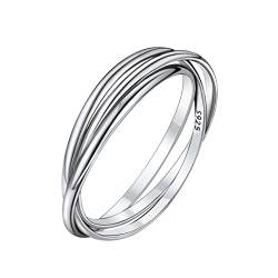 Bandmax Hochzeit Verlobung Band Ring 925 Sterling Silber 3 Verflochten Herrenring Größe 67 Ehering Partnerring Verlobungsring Schmuck Accessoire von Bandmax