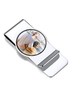 Bandmax Personalisierte Foto Geldklammern Schwarz Herren Damen Edelstahl Geldscheinklammer Rundes Foto Gravur Money Clip von Bandmax