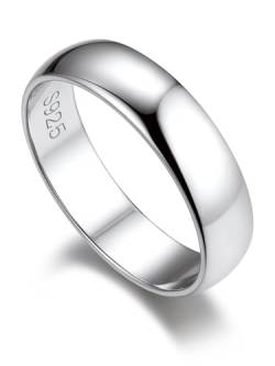 Bandmax Ringe Herren Silber Ring Frauen Verlobungsringe Eheringe Silber Trauringe Größe 57mm Bandring 5mm breit Partnerringe Silber Hochzeitsschmuck für Verlobung von Bandmax