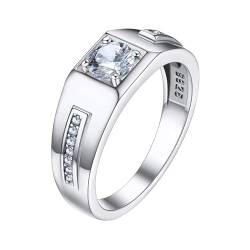 Bandmax Solitär Ring in Größe 64 Silber 925 Partnerring Verlobungsring Ehering mit Weißen Zirkonia Hochzeit Schmuck Accessoire für Männer von Bandmax