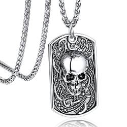 Bandmax Totenkopf Dog Tag Kette Herren Edelstahl Halskettchen Militärische Anhänger Halskette Skull Halskette Schädel Kette Gotik Punk Schmuckstück von Bandmax