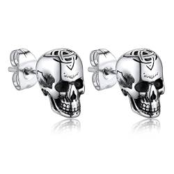 Bandmax Totenkopf Ohrstecker Edelstahl Totenkopf Ohrringe Trinity Keltische Knoten Wikinger Ohrringe Männer Piercing Earrings Wikinger Schmuck Accessoires von Bandmax