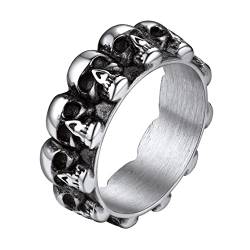 Bandmax Totenkopf Ring Schädel Ring Gothic Siegelring für Männer Jungen Fingerring aus Edelstahl Punk Biker Ringe Ringgröße 67 Ringe Jahrgang Modeschmuck im Alltag von Bandmax