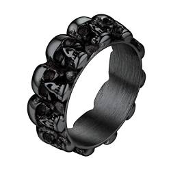 Bandmax Totenkopf Ring Schwarzer Ring Schädel Ring Gothic Siegelring für Männer Jungen Fingerring aus Edelstahl Punk Biker Ringe Ringgröße 57 Ringe Jahrgang Modeschmuck im Alltag von Bandmax