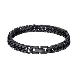 Bandmax Unisex Armband Schwarz Panzer Armband 8mm massive kubanische Gliederarmband 19cm schwere Panzerkette Link Chain Bracelet Modeschmuck Accessoire für Frauen Jungen von Bandmax