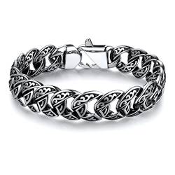 Bandmax Wikinger Armband Herren Edelstahl Kubanisches Armband Keltischer Knoten Panzerarmband Partnerarmbänder für Geburtstag Wikinger Schmuck Länge 19 CM von Bandmax