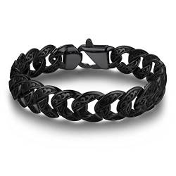 Bandmax Wikinger Armband Männer Kubanisches Armband Edelstahl Keltischer Knoten Panzerarmband Schwarze Partnerarmbänder für Geburtstag Wikinger Schmuck Länge 19 cm von Bandmax