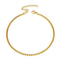 Bandmax schlichte Fußkette für Frauen Mädchen 3mm dünne Venezianierkette Knöchel Armband 18k vergoldet Fußkettchen 22+5cm verstellbar minimalistischer Sommer Fußschmuck von Bandmax