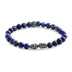 Armband Perlen Herren, Lapislazuli Armband Armband Blau mit Buddha Modeschmuck Armband 22cm von Banemi