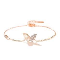 Armband Rosegold Zirkonia Damen, 925 Silber Verstellbar Armkette mit Schmetterling Kristalle Valentinstag Muttertag für Frauen 16+4cm von Banemi