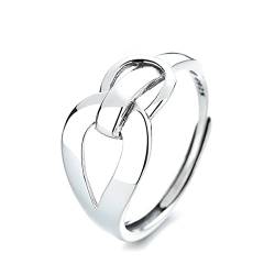 Banemi Damenring Namen, Silberring Frauen Breit Geometrische Schnallenform Gravur Ajustable Hypoallergen Partnerring Valentinstagsgeschenk von Banemi