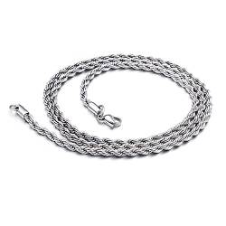 Banemi Edelstahl Halskette Personalisiert, Siberne Kette Edelstahl Hummerschere Rope Schickes Modegeschenk 45.5cm (Silber) von Banemi