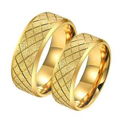 Banemi Eheringe Edelstahl Gold, Paar Ringe Vintage Matt 8mm zum Hochzeitstag des Paares von Banemi