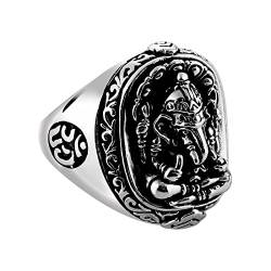 Banemi Herrenring Silber 925, Herren Ringe XL Silber Buddhistischer Ring Indischer Elefantengott Vatertagsgeschenk Ringe Größe 56 (17.8) von Banemi
