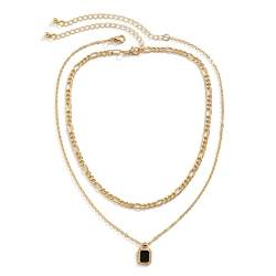 Banemi Layer Kette Gold, Modeschmuck Damen Kette 2-Layered Quadratischer Tropfen Choker für Teen Girls Schmuck von Banemi