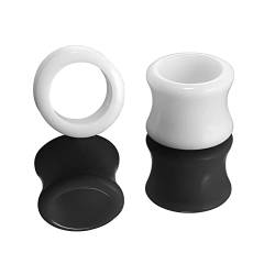 Banemi Piercing Acryl Plug 8mm, Ohr Plug Cool 4 Stück Schwarz Weißer Reifen Weihnachtsgeschenk Ohrtunnel von Banemi