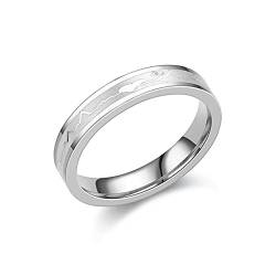 Banemi Ring Damen Zeigefinger, Edelstahl Ring Damen 4mm Laser-Herzschlag Damen Eheringe Ehemanngeschenk Größe 54 (17.2) von Banemi