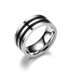 Banemi Ring Herren Schlicht, Herren Ornamente Ring Edelstahl 8mm Öltropfen Verlobungsringe Größe 57 (18.1) von Banemi