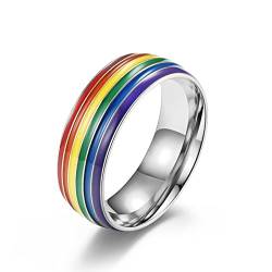 Banemi Ring Kleiner Finger Herren, Herren Edelstahl Ring Regenbogenfahne Verlobungsringe Ehemanngeschenk Größe 60 (19.1) von Banemi