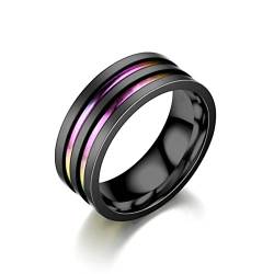 Banemi Ring Personalisiert, Edelstahl Herren Ringe 8mm Parallelstange Partnerringe Valentinstagsgeschenk Größe 52 (16.6) von Banemi