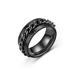 Banemi Ring Set for Herren, Ring für Herren Hochzeit Edelstahl 6mm Geprägte Drehbare Kette Partnerringe Größe 57 (18.1) von Banemi