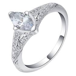 Banemi Ring Woman, Ring für Freundin Silber mit Marquise-Schnitt Zirkonia Ringe für Partyreisen Größe 54 (17.2) von Banemi