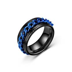 Banemi Ring für Daumen Herren, Edelstahl 6mm Geprägte Drehbare Kette Verlobungsringe Größe 70 (22.3) von Banemi