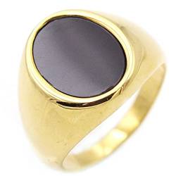 Banemi Ringe Edelstahl Trauring Gold, Vintage Ringe Herren Titan Flacher Siegelring Aus Gold mit Emaille Mode Geschenk Ring Größe 54 (17.2) von Banemi