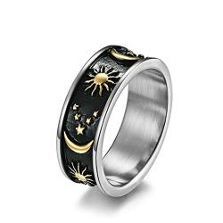 Banemi Stainless Steel Ring Herren, Ring für Herren Edelstahl Sterne Mond Sonne Eheringe Freundgeschenk Größe 65 (20.7) von Banemi