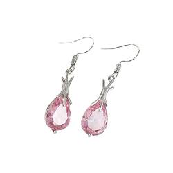 Ohrringe Strass Pink, Boho Ohrringe Weissgold Wassertropfen für Frauen Partyschmuck Geschenk von Banemi