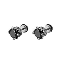 Ohrstecker Schwarz Edelstahl, Ohrring Herren mit Rundem Zirkonia Männer Geschenke 17.5x10mm von Banemi