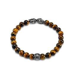 Tigerauge Armband Herren, Perlen für Armbänder Buddha Armband Herren Gelb Männer Armband 22cm von Banemi