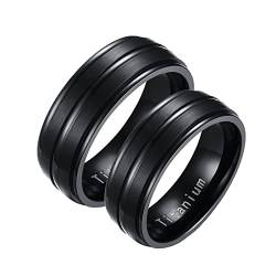 Verlobungsring für Männer, Freundschaftsringe Paar Schwarz Edelstahl 8 mm Gebürstetes Band zum Hochzeitstag des Paares von Banemi