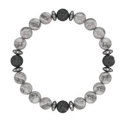 Zirkonia Armband Damen, Armband Damen Perlen Grau Alphabet Perlen Geflochtenes Armband Perlenarmbänder Geschenk für Frauen von Banemi