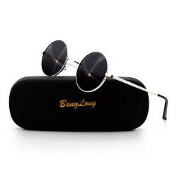 BangLong Runde sonnenbrille Herren Damen, Runde Polarisiert Sonnenbrille Retro Vintage Sunglasses Mirrored Lenses von BangLong