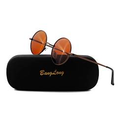 BangLong Runde sonnenbrille Herren Damen, Runde Polarisiert Sonnenbrille Retro Vintage Sunglasses Mirrored Lenses von BangLong