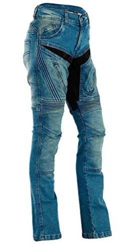 Bangla Damen Motorrad Hose Motorradhose Jeans Denim mit Protektoren blau 40 von Bangla