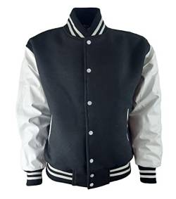 Collegejacke aus Baumwolle mit echten Lederarmen weiss 5XL von Bangla