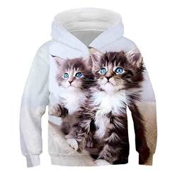 Kinder Hoodie 3D Gedruckt Katze Sweatshirt Langarm Kinder Pullover Jungen Mädchen Nette Kinder Herbst Tops YT-3204 14T von Bangqi