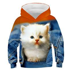 Kinder Nette Katze 3D Gedruckt Hoodie Jungen Mädchen Cooles Sweatshirt Hoodie Kindermode Pullover Kleidung Tops 9W57 11T von Bangqi