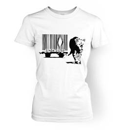 Banksy Barcode Leopard Damen T-Shirt Gr. X-Large, weiß von Banksy By Big Mouth