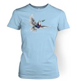 Banksy Damen T-Shirt Armoured Peace Dove, hellblau, Medium von Banksy By Big Mouth