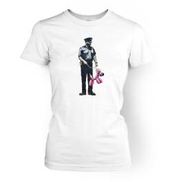 Banksy Damen T-Shirt Poodle Guard Dog, weiß, Medium von Banksy By Big Mouth