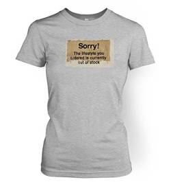 Banksy Damen T-Shirt Sorry The Lifestyle You Ordered Gr. Medium, Grau - Sport Grey von Banksy By Big Mouth