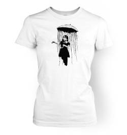 Banksy Damen T-Shirt Umbrella Girl Nola Gr. Medium, weiß von Banksy By Big Mouth