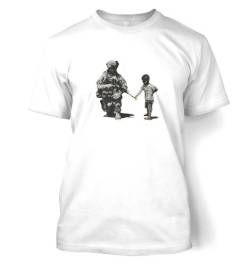Banksy Flower Soldat T-Shirt Gr. XX-Large, weiß von Banksy By Big Mouth