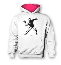 Banksy Kinder Kapuzenpullover Love Is In The Air Gr. 128-140, Weiß/Fuchsia von Banksy By Big Mouth